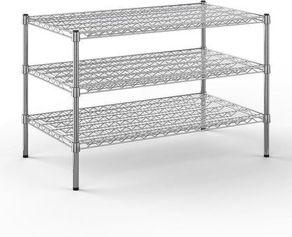 24" Deep x 42" Wide x 27" Height Wire Shelving Kit | 3-Tier | NSF Commercial Storage Rack Unit