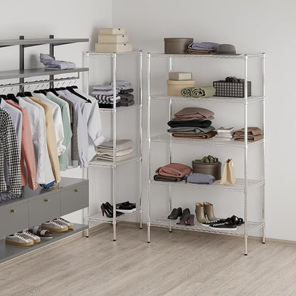 21" Deep x 42" Wide x 74" Height Wire Shelving Kit | 5-Tier | NSF Commercial Storage Rack Unit