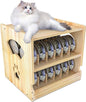 Wood Cat Can Organizer for Pantry, 2 Tier Stackable Can Storage Rack for Kitchen Counter And Cabinet Cat Food Storage Container Holds 36 (3oz) Cans FIFO Design