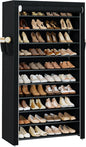 CASAMAYA Shoe Rack with Covers, 10 Tiers Tall Shoe Rack Organizer, Large Capacity Shoe Shelf Storage, Hold 40 Pairs of Shoes, Vertical Shoe Storage Organizer for Closet, Entryway, Black, SRT104B01