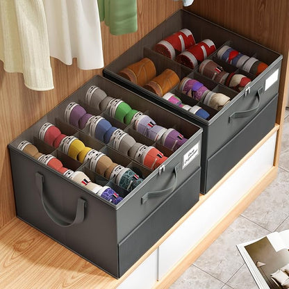 NestOrganix 2 Pack Shoe Organizer for Closet, Large Shoe Box Storage Containers, Foldable Shoe Storage Organizer Box Bin with Adjustable Dividers and Clear Cover, Space Saving Shoes Holder, Gray
