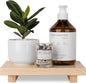 Bathroom Counter Organizer Wood Pedestal Stand Farmhouse Decorative Tray Soap Holder for Kitchen Decor, 9" x 6" - Burlywood