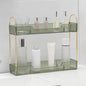 YCIA&DONE 2 Tiers Narrow Vanity Makeup Organizer, Bathroom Organizers Countertop Slim, Perfume Holder Skincare Storage Cosmetic Shelf Spice Rack, for Small Desktop Counter Space, Vintage Green