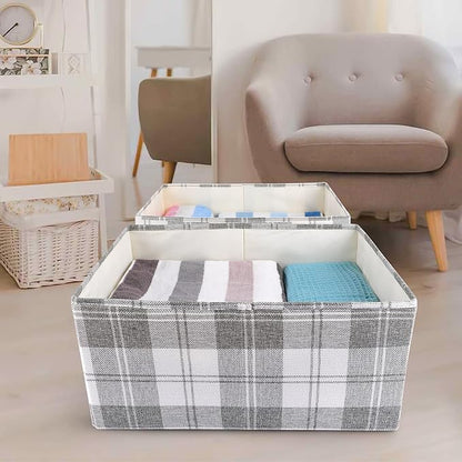 ANMINY 2 Pack Extra Large Closet Storage Baskets for Shelves, 20 x 14 Inch Collapsible Fabric Storage Bins Washable Cloth Closet Organizing Bins Decorative Storage Baskets with Handles, Light Gray