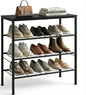 Shoe Rack, 4-Tier Shoe Storage Organizer for Closet and Entryway, Sturdy Metal Shoe Shelf with Adjustable Leveling Feet & Wooden Top for Small Spaces, 26.9” x 12.8” x 26.1”, Black