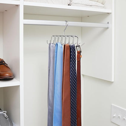 iDesign Axis Metal Hanger, Hanging Closet Organization Storage Holder, Men's Ties, Women's Shawls, Pashminas, Scarves, Clothing, Accessories, 14 Hooks, Tie and Belt Rack