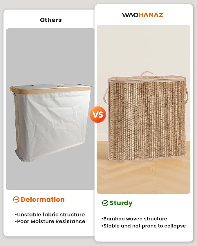 Bamboo Toilet Paper Storage Basket with Lid & Handle - 32L Large Capacity Handwoven Bathroom Organizer for 16 Rolls - Sturdy Stand Holder for Toilet Paper Organization, Carbon Brown