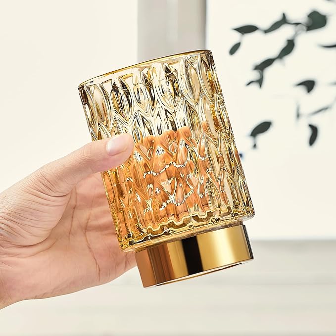 Makeup Brush Holder Organizer,Toothbrush Holders,Desk Pen Pencil Holder,Multifunctional Vintage Glass Brush Cup（A39-2-US）