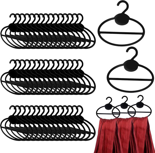 50 Pack Black Scarf Hanger Plastic Scarf Holders Scarves Ties Organizers for Headscarves Clothing Sorting Storing
