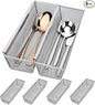 Smgmg Silverware Drawer Organizer, Cutlery Drawer Organizer, 6 Pack Utensil Drawer Organizer, Kitchen Utensils, Flatware Organizer with Interlocking Arm (9.6 * 3 * 2 inch, Grey)