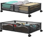 PHINOX Under Bed Storage with wheels, Under the Bed Storage Containers,Upgrade Crossed Iron Wire, Metal Rolling Underbed Storage Containers for Bedroom Clothes Shoes Blankets-2 Pack,Black