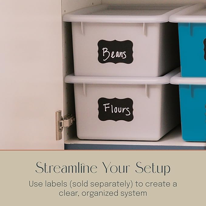 Cubby Storage Bins with Lids, 10-Pack Stackable Plastic Organizer Containers for Pantry, Office, Garage - Nestable with Handles, Contemporary