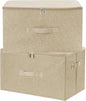 ANMINY 2PCS Storage Bins with Zipper Lids 36 Qt Lidded Fabric Storage Boxes Baskets Cubes with Handles Collapsible Washable Cotton Linen Closet Shelf Clothes Organizer Containers - Beige, Large