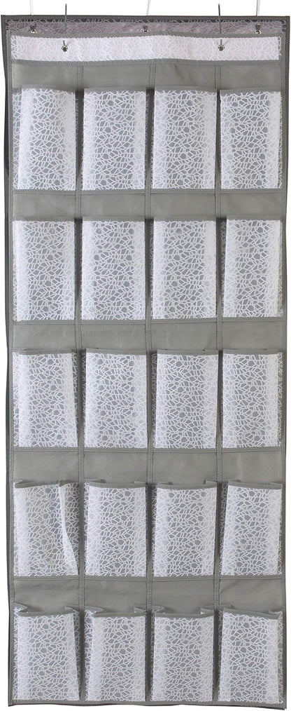 Simplify Embossed Nest Foldable 20 Door Hanging Shoe Organizer, Closet Storage, Large Pockets, White