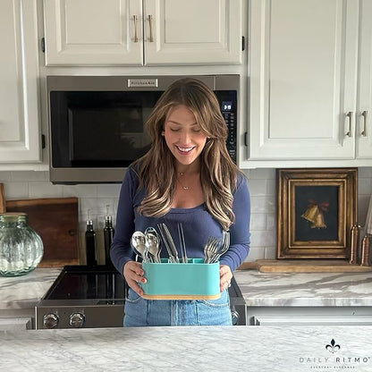 DAILY RITMO® Turquoise Aqua Countertop Silverware Holder