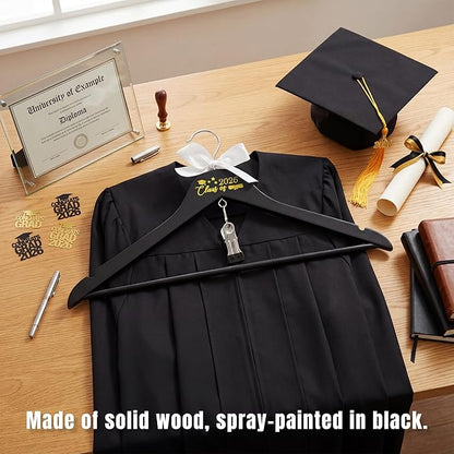GraduatePro Graduation Cap and Gown Hanger 17.5”with Hook Clip for College and High School Graduates, Graduation Gifts with Class of 2026 Printed for Her and Him, Black