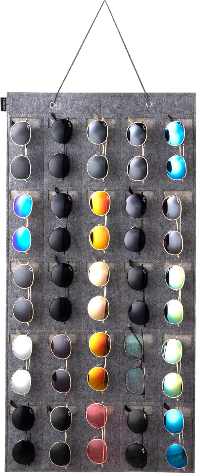 Sunglasses Organizer Storage- Hanging Eyeglasses Wall Pocket Mounted,Eyewear Display,25 Slots