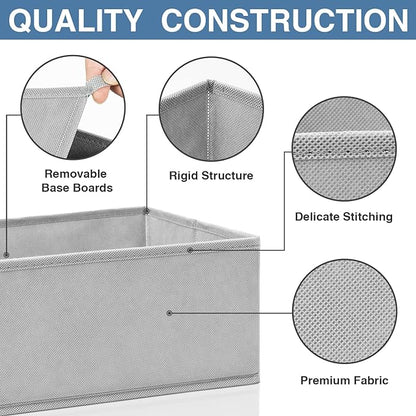 Criusia Drawer Organizer Clothes 24 Pack, Fabric Closet Organizers and Storage Bins for Underwear Sock, Odorless Dresser Drawer Dividers for Baby Nursery Organization (Grey)