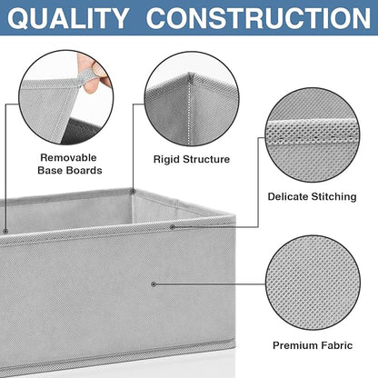 Criusia Drawer Organizer Clothes 12 Pack, Dresser Organizer for Nursery Bedroom Closet Organization and Storage - Baby Clothes Organizer Bins - Drawer Divider for Sock Underwear Bra Ties (Grey)