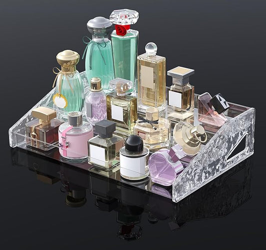 Perfume Organizer- 3 Tier Cologne Stand Clear Plastic Cologne Organizer for Men/Women Fragrance, Lotion, Skincare Display Holder Shelf (1 Pack-Clear)