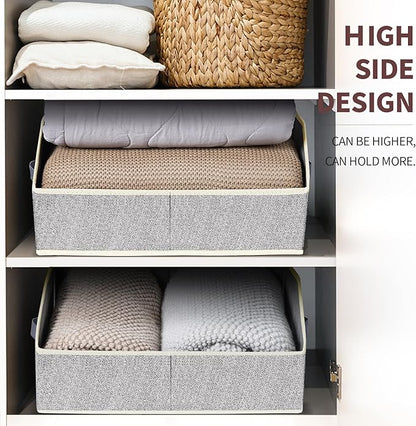 Homsorout Trapezoid Bins for Organization - 8 Pack Storage Cubes, Decorative Fabric Organizer Bins, Large Baskets for Storage, Linen Storage Organizer for Clothes, Books, Home, Light Gray