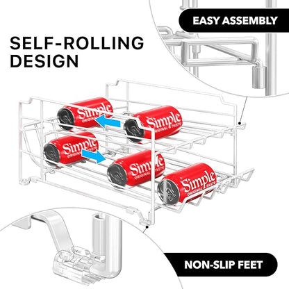 Simple Houseware Dual Row Front Loading Stackable Can Dispenser, White