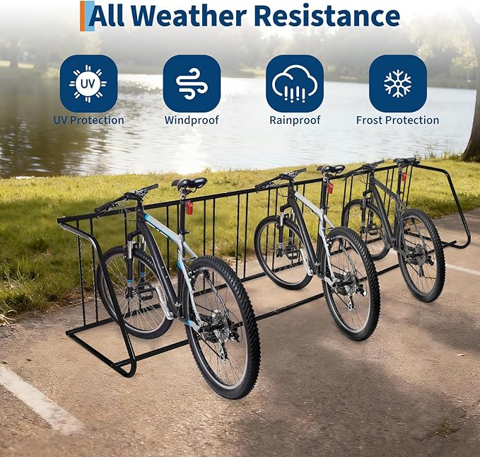 12-Bike Single-Side Floor Bike Rack, Heavy Duty Steel Freestanding Bicycle Parking Stand with Ground Fixing Kit, 122" L Commercial Grade for Garage, Apartment, School, Retail Store