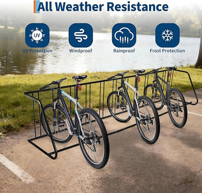 12-Bike Single-Side Floor Bike Rack, Heavy Duty Steel Freestanding Bicycle Parking Stand with Ground Fixing Kit, 122" L Commercial Grade for Garage, Apartment, School, Retail Store