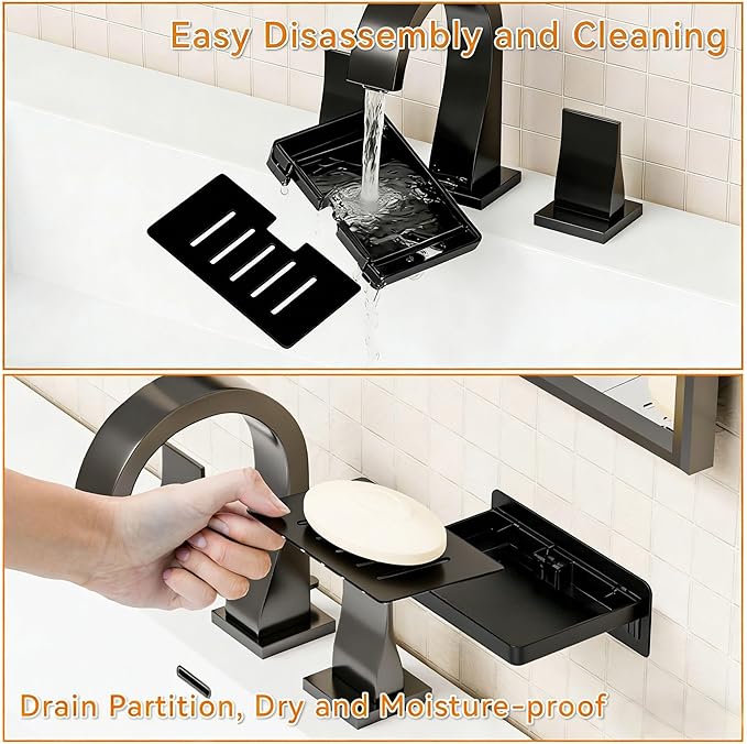 SUOXING 2 Pack Bar Soap Holder for Shower Wall,Self Draining Adhesive Soap Holder,Rustproof Wall Mounted Acrylic Shower Soap Rack & Caddy for Bathroom,Bath,Kitchen,No Drilling PlasticSoap Shelf,Black