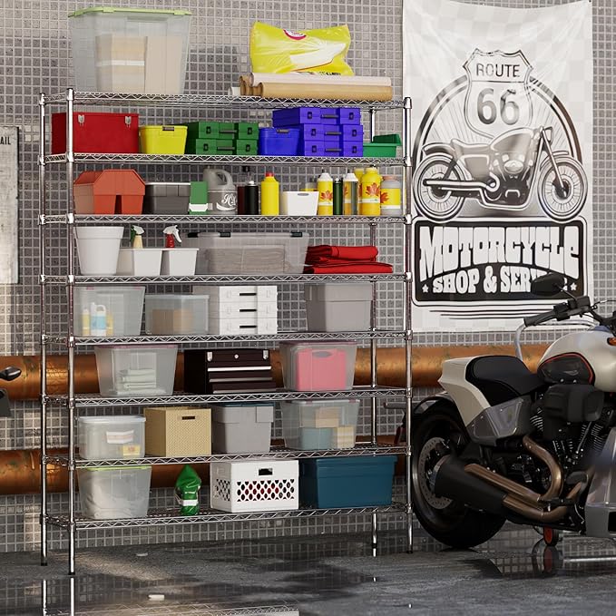 14" Deep x 60" Wide x 74" Height Wire Shelving Kit | 8-Tier | NSF Commercial Storage Rack Unit