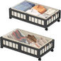 efluky 2-Pack Bamboo Under Bed Storage Containers with Wheels, Under Bed Clothes Storage Basket with Large Dust Bag, Rolling UnderBed Storage for Bedroom, Dorm and Basement, Black