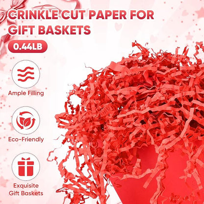 5 Pack Baskets For Gifts Empty, 10x12” Red Gift Basket Kit with Clear Bags Gold Bows 200g Crinkle Cut Paper Empty Gift Baskets to Fill Large Gift Baskets for Christmas, Birthdays, Holidays, Weddings