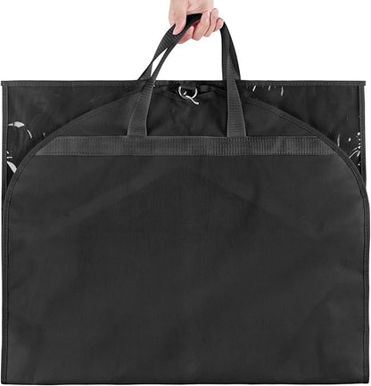 KEEGH Clear Garment Bags for Dance Costumes 40 inch Dance Garment Bags for Dancers Hanging Clothes for Closet Storage, with 4 Zipper Pockets for Dance Competitions, Ballet, Theatre, 2 Pack, Black