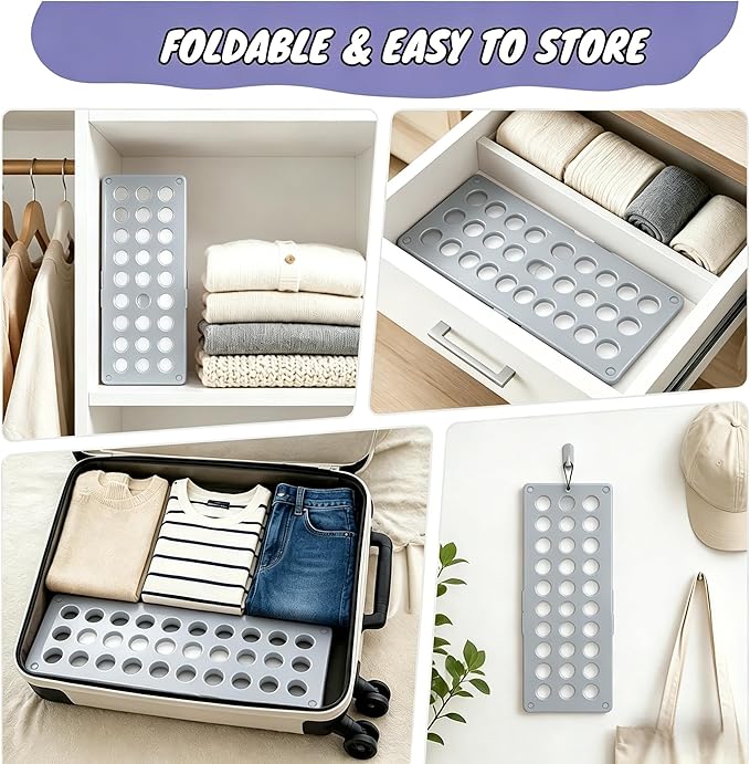 Toddler Shirt Folding Board (Ages 1–7) – Build Independence & Fine Motor Skills, Mini Kids Clothes Folding Board & Shirt Folder, Portable Laundry Organizer for Small Sizes (Grey)