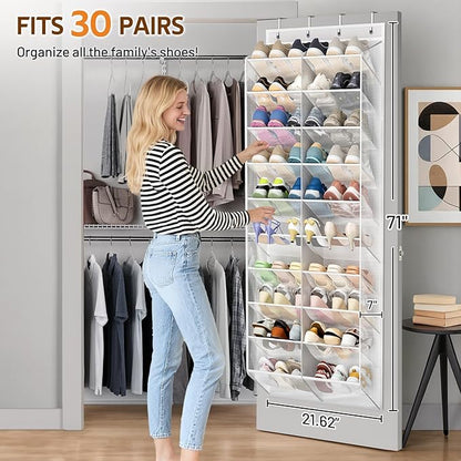 MISSLO 30 Pairs Bundle with 24 Pairs Over the Door Shoe Organizer