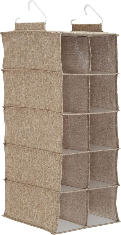 Household Essentials 10 Pocket Hanging Shoe Closet Organizer with Hooks