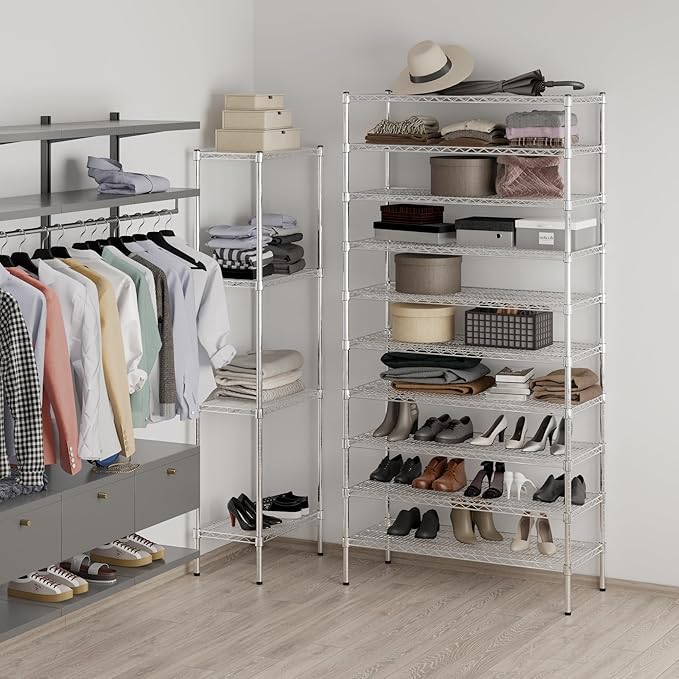 18" Deep x 42" Wide x 86" Height Wire Shelving Kit | 10-Tier | NSF Commercial Storage Rack Unit