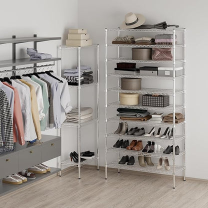 18" Deep x 42" Wide x 86" Height Wire Shelving Kit | 10-Tier | NSF Commercial Storage Rack Unit