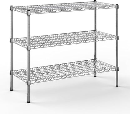 18" Deep x 42" Wide x 34" Height Wire Shelving Kit | 3-Tier | NSF Commercial Storage Rack Unit