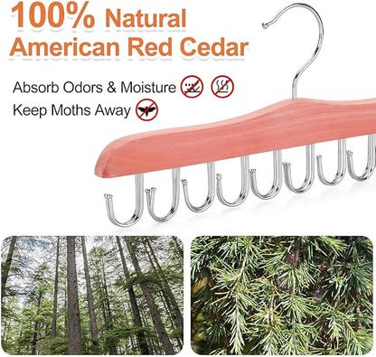 TOPIA HANGER Belt Hanger for Closet, Cedar Wooden Hangers with 20 Rotatable Hooks, Closet Organizers and Storage for Bra, Tank Top, Tie, Purse, Hat, Necklace- CT48U
