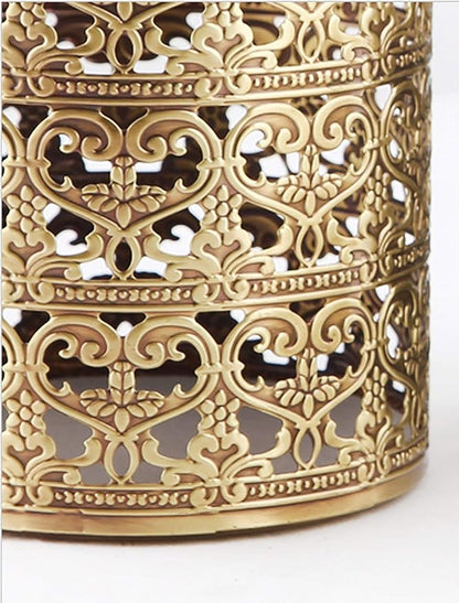 Heart Patterned Vintage Hairbrush Holder Antique Make up Brush Holder Makeup Vanity Organizer (Brass, Medium)