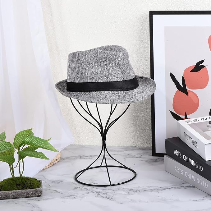 uxcell Metal Hat Display Stand 2 Pack Tabletop Hat and Wig Rack Modern Women Closet Holder for Baseball Cap, Fedora Hat, Cowboy Hat - Black