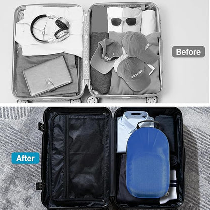 ProCase Hard Hat Travel Case for Baseball Caps, No-Crush Case Holds Up to 7-8 Hats, Adjustable Interior with Shoulder Strap for Travel, Hat Organizer Ball Caps Holder -Blue