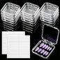 Press On Nail Storage Box (16 Pack) with 60 Double-Sided Tapes - Clear Acrylic Nail Display Containers for Nail Art Business & Organization