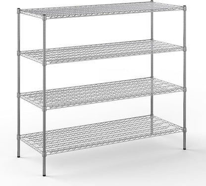 24" Deep x 60" Wide x 54" Height Wire Shelving Kit | 4-Tier | NSF Commercial Storage Rack Unit