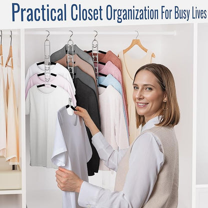 Clothes Hangers Space Saving, Newly Upgraded Detachable Shirt Hangers, 4-Tier Non-Slip Coat Hanger with 360° Swivel Hook for Closet Organizers and Storage Shirt,Sweater,Suit - 2 Pack, Patent Pending