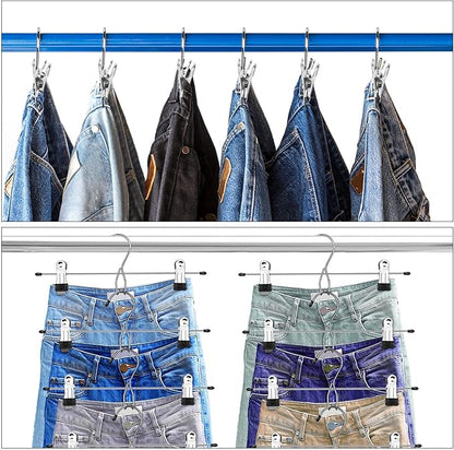 24 Pcs College Dorm Room Supplies Decor Skirt Pants Hangers with Clips Heavy Duty Clip Space Saving Stackable Add on Metal Organization and Storage for Jeans Towels Skirt Trousers Ties Socks