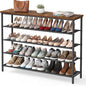 SONGMICS HOME 5-Tier Shoe Rack, Free Standing Shoe Storage Organizer, 12 x 47.4 x 36 Inches, Metal Frame with Top Surface for Closet Entryway, Rustic Brown and Black