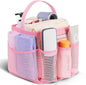 EUDELE Mesh Shower Caddy Portable for College Dorm Room Essentials,Portable Shower Caddy Dorm with 8-Pocket Large Capacity, Shower Bag for Beach, Swimming, Gym, Travel essentials, Pink