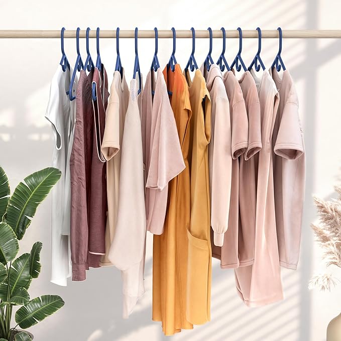 NEATERIZE Thick Heavy Duty Hangers - Navy Plastic Clothes Hangers 12 Pack - Great for Coat Hanger, Jackets Jeans & Suit Hanger for Closet - New Apartment Essentials Percheros Ganchos para Colgar Ropa